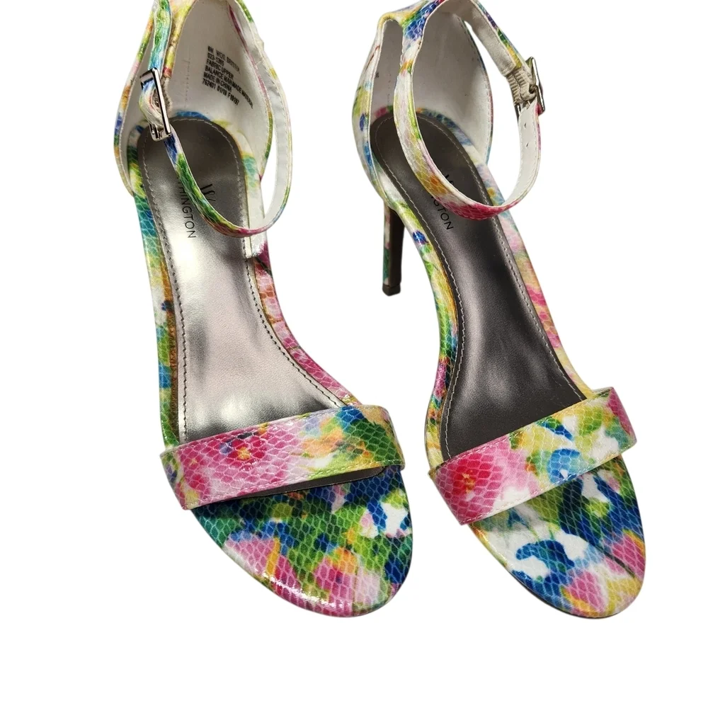 Worthington Bristol Ankle Strap Sandals Heels Rainbow Multi Faux Snakeskin Sz 6